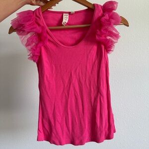 Anthropologie Dolan Pink Ruffle Sleeve Tank Top